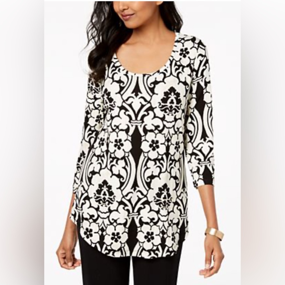 JM Collection womens Size L tunic white, black, beige